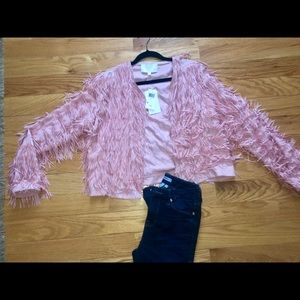 NWT, Mare Mare, Pink Fringe Jacket, Size M